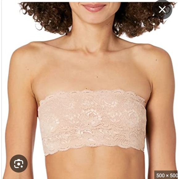IDEA USA Other - IDEA USA Lace Trimmed Bandeau‎ Top Cream Smocked Stretchy Comfort S M